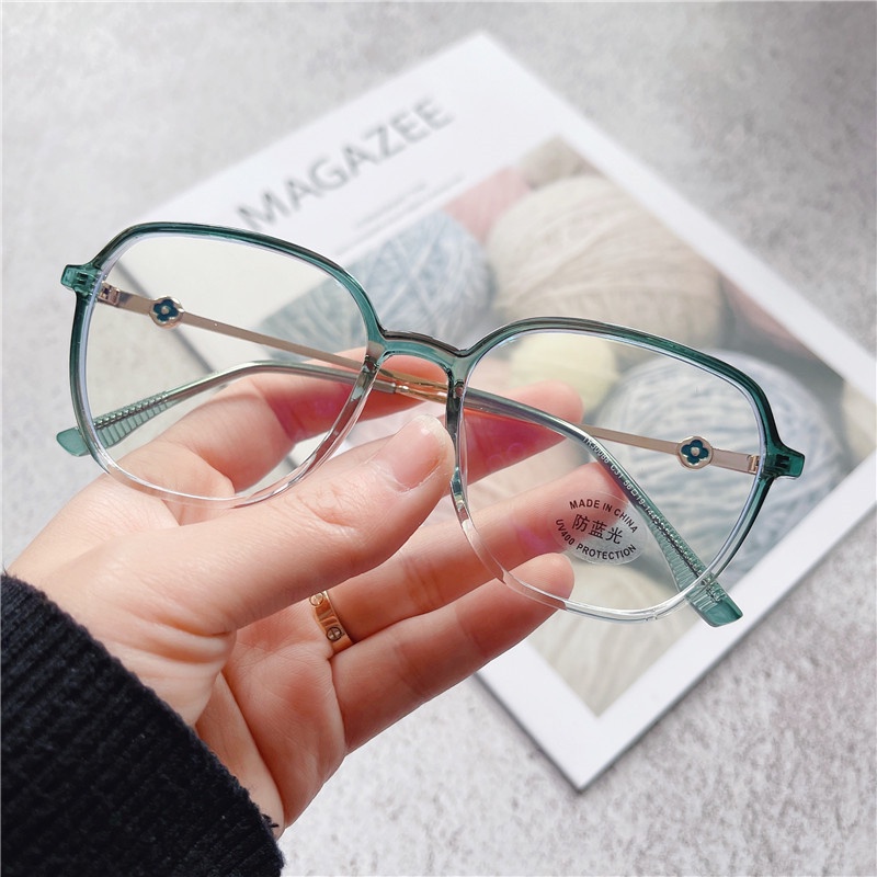 Kính Mát Gọng Kim Loại Màu Gradient TR90 Chống Ánh Sáng Xanh Thời Trang Hàn Quốc Cho Nữ