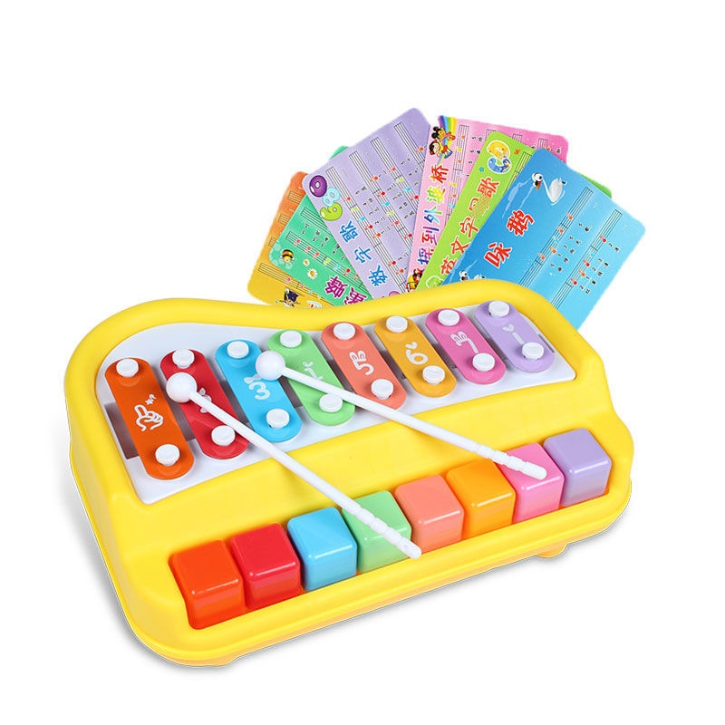 ☂♂Bàn tay Polaroid gõ trên cây đàn piano xylophone hai trong một tám âm đàn piano cho trẻ em 1-2 tuổi 3 đồ chơi giáo dục