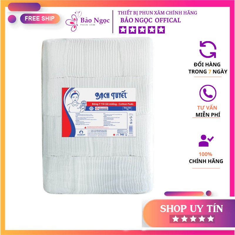 Bông Bạch Tuyết cắt sẵn 0.5kg , bông tẩy trang rửa mặt lau mực phun xăm