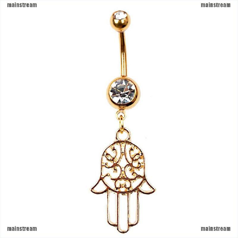 Khuyên bụng hình bàn tay dáng dài cá tính