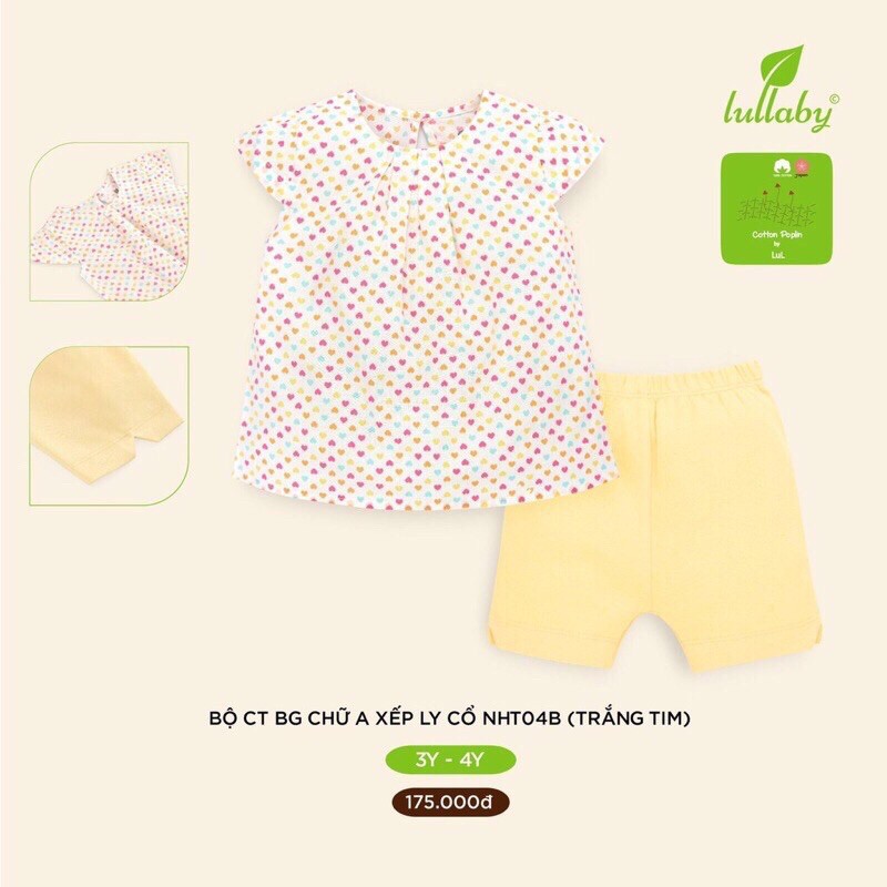 [XẢ KHO] Bộ cộc tay Poplin cotton Lullaby cao cấp cho bé trai/ bé gái