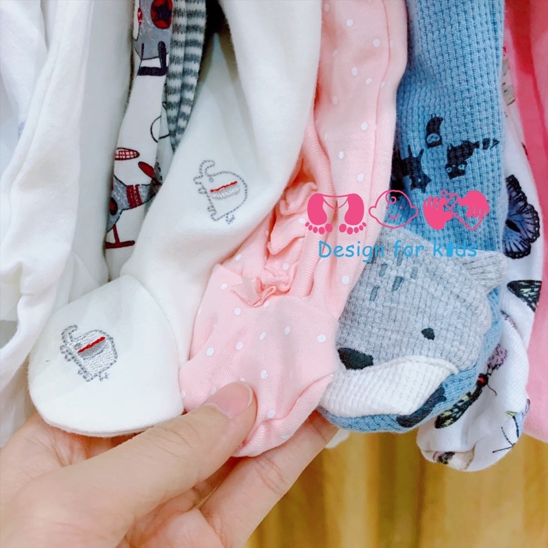 (Link 1) (newborn) Sleepsuit CÀI CÚC, bộ bodysuit liền tất CÓ BAO TAY LẬT cho bé sơ sinh (Chọn mẫu)