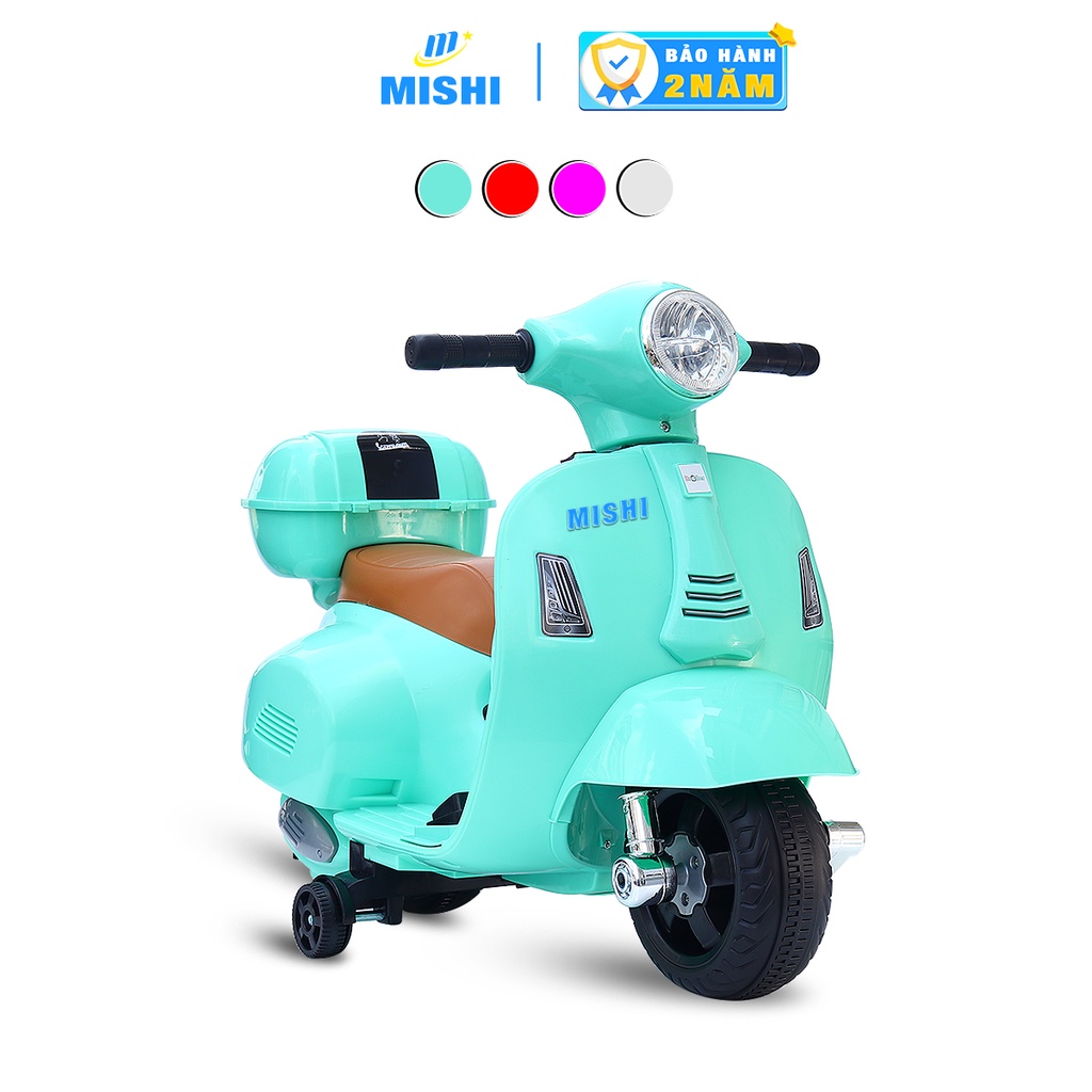 Xe máy vespa cho bé Xe thương hiệu mishi máy điện trẻ em sử dụng chân ga