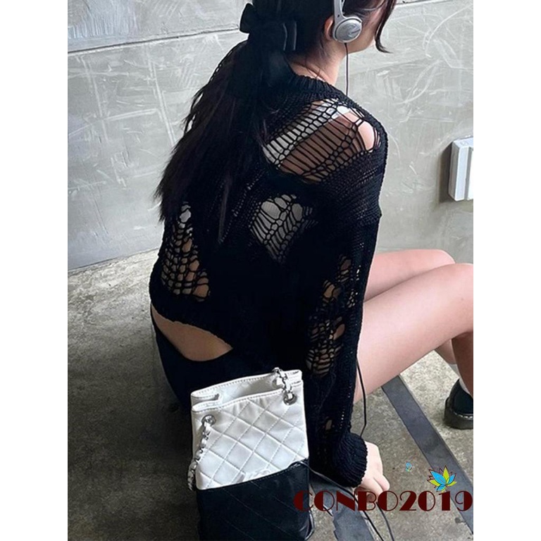 Áo Sweater Dệt Kim Tay Dài Cổ Tròn Màu Sắc Đơn Giản Cho Nữ