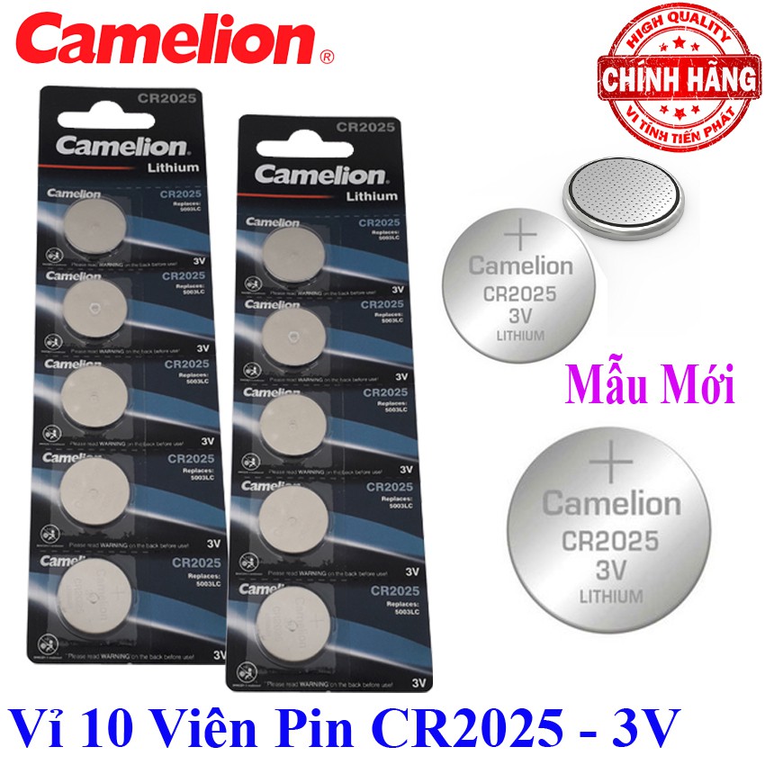 Vỉ 10 viên pin Nút CR2025 Camelion Lithium Battery 3V - Cmos Camelion CR2025 (mẫu mới)