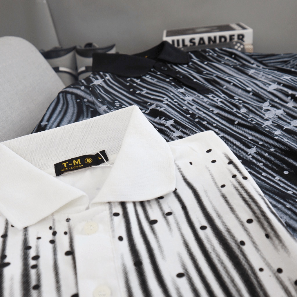 ÁO THUN NAM CÓ CỔ PHỐI HỌA TIẾT SỌC ÁNH SAO ĐẸP CÁ TÍNH TRẺ TRUNG NĂNG ĐỘNG THỜI TRANG