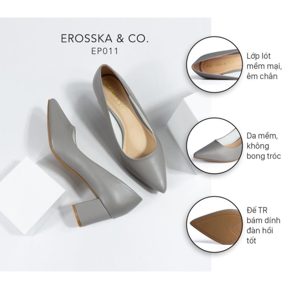 [Sale 3/3]Giày cao gót Erosska thời trang mũi nhọn kiểu dáng cơ bản cao 5cm màu xám _ EP011 [Sẵn Hàng] .