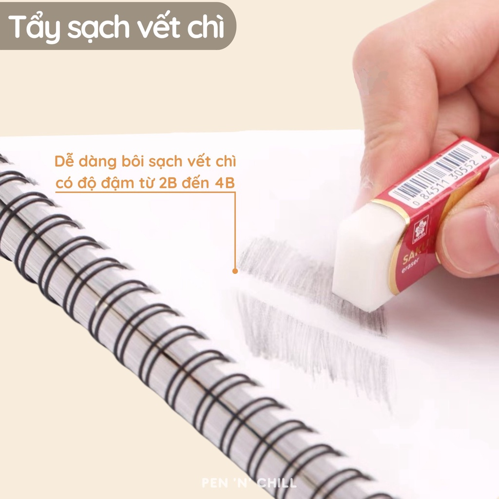 Gôm tẩy bút chì 2B 4B Sakurarch chất lượng cao