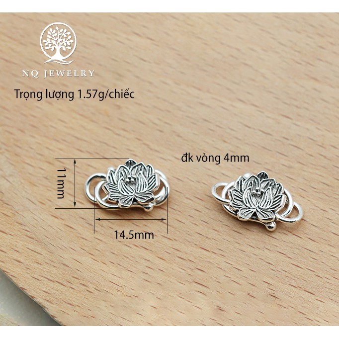 Charm bạc khóa đôi đầu sen - NQ Jewelry