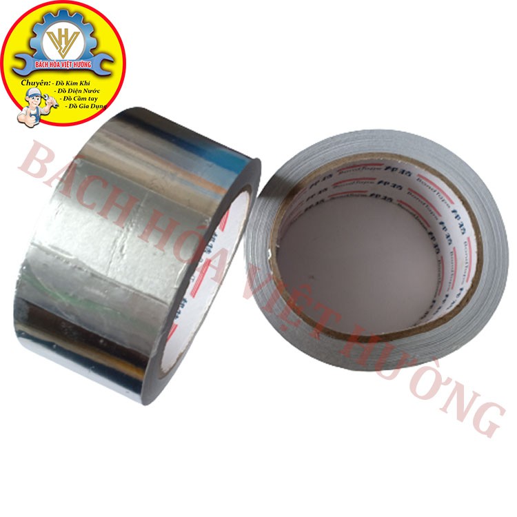 Băng keo bạc nhôm, băng keo cách nhiệt chống cháy bản 5cm, độ bám dính chắc bền, băng dính bạc, băng dính chống cháy