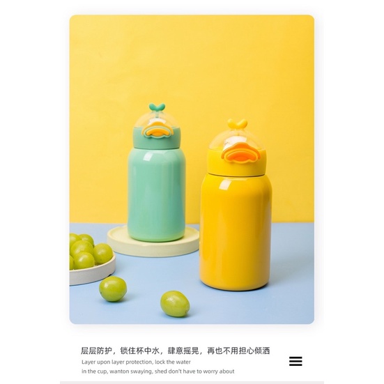 Bình Giữ Nhiệt Good Duck 450ML, Bình Nước Cho Bé Đi Học Có Ống Hút Tiện Lợi