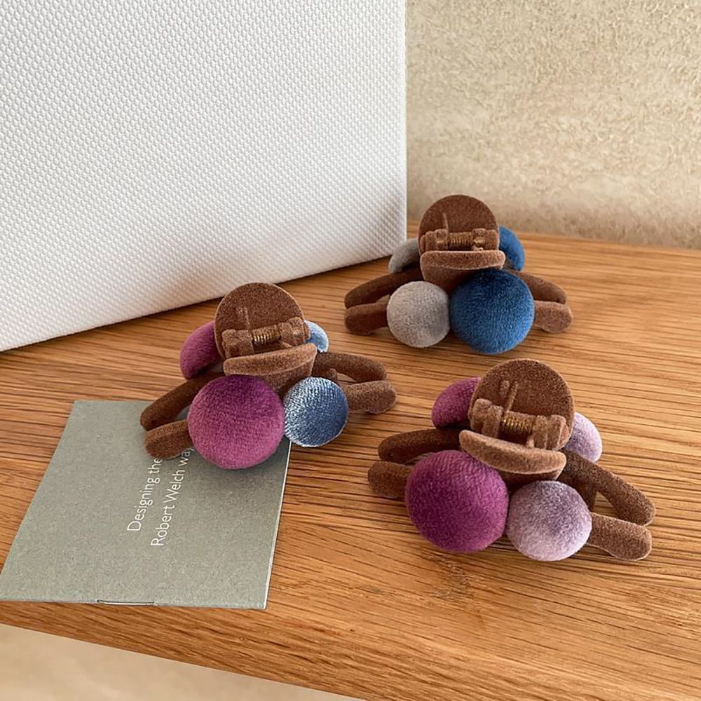 Kẹp tóc lông nhung hình học nhiều màu dễ thương phong cách Hàn Quốc cho nữ