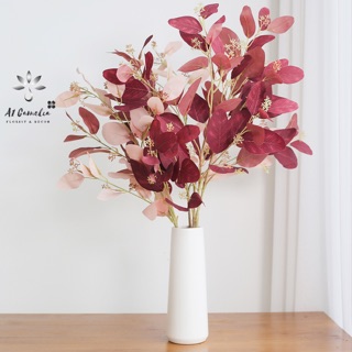 Hoa Decor - Lá Bạch Đàn + Tặng Kèm Sỏi Trắng Decor Cao Cấp, Cành 70cm, Trang Trí Cực Đẹp