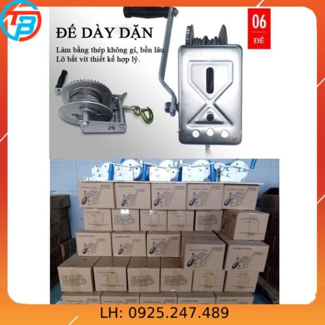 Tời Quay Tay 800 LBS Tải Trọng 320 Kg Có Cáp Móc 8 Mét