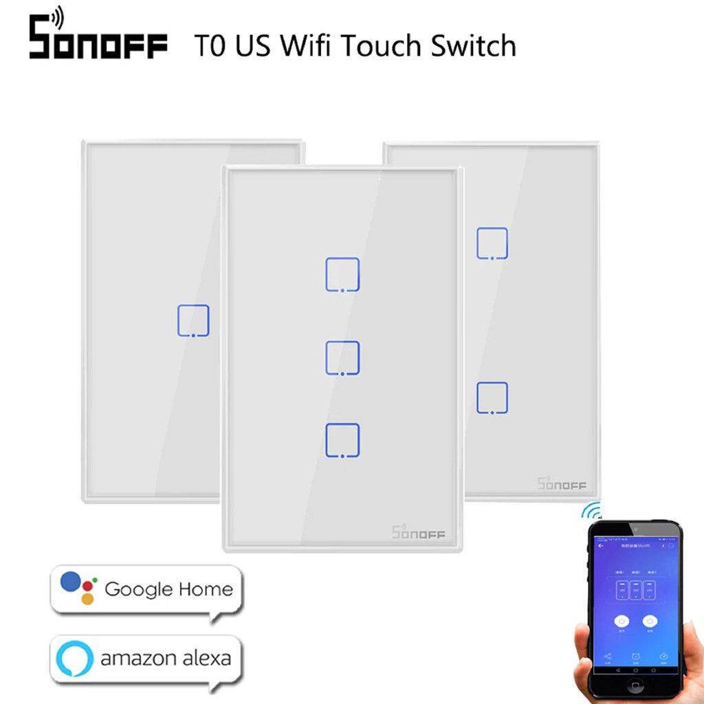 Công tắc điện thông minh wifi Sonoff Tx T0 US 1,2,3 Nút - Chính Hãng Sonoff