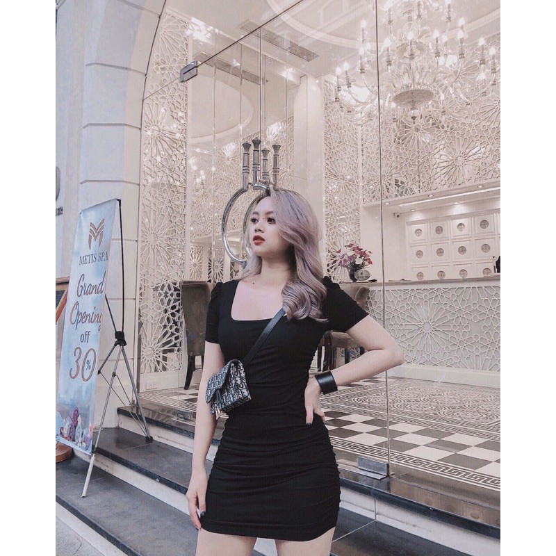 Váy Body Nhúm Cổ Vuông Hàng Đẹp | BigBuy360 - bigbuy360.vn