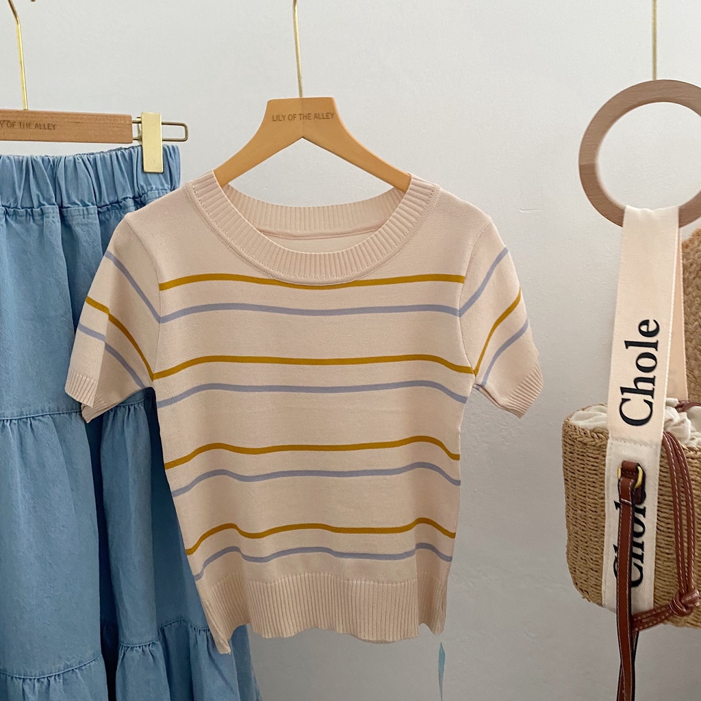 Áo mongterghi kẻ ngang đôi phong cách Ulzzang Hàn Quốc