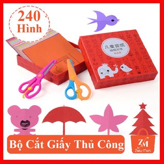 Bộ Giấy Màu 240 Hình Cắt Thủ Công Cho Bé ( Tặng Kèm 2 Kéo Nhựa )