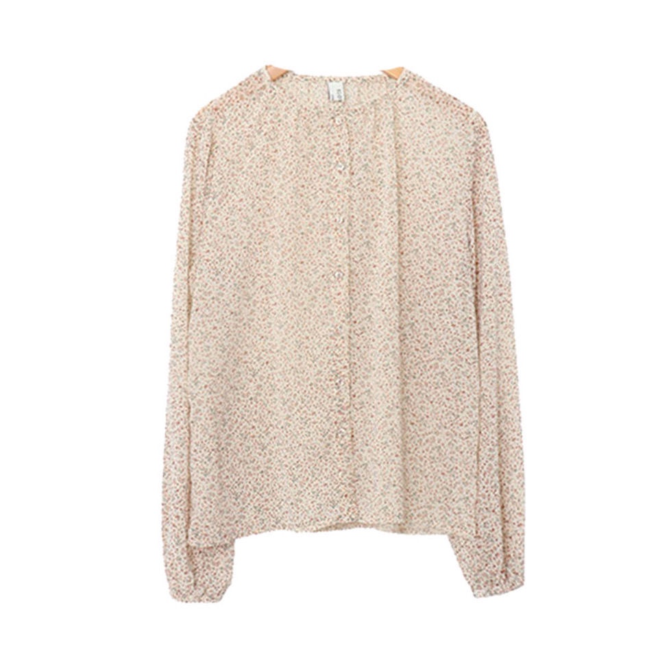 Áo Sơ Mi Chiffon Tay Dài Phồng Dáng Rộng In Họa Tiết Hoa Thời Trang Mùa Thu Retro Dành Cho Nữ