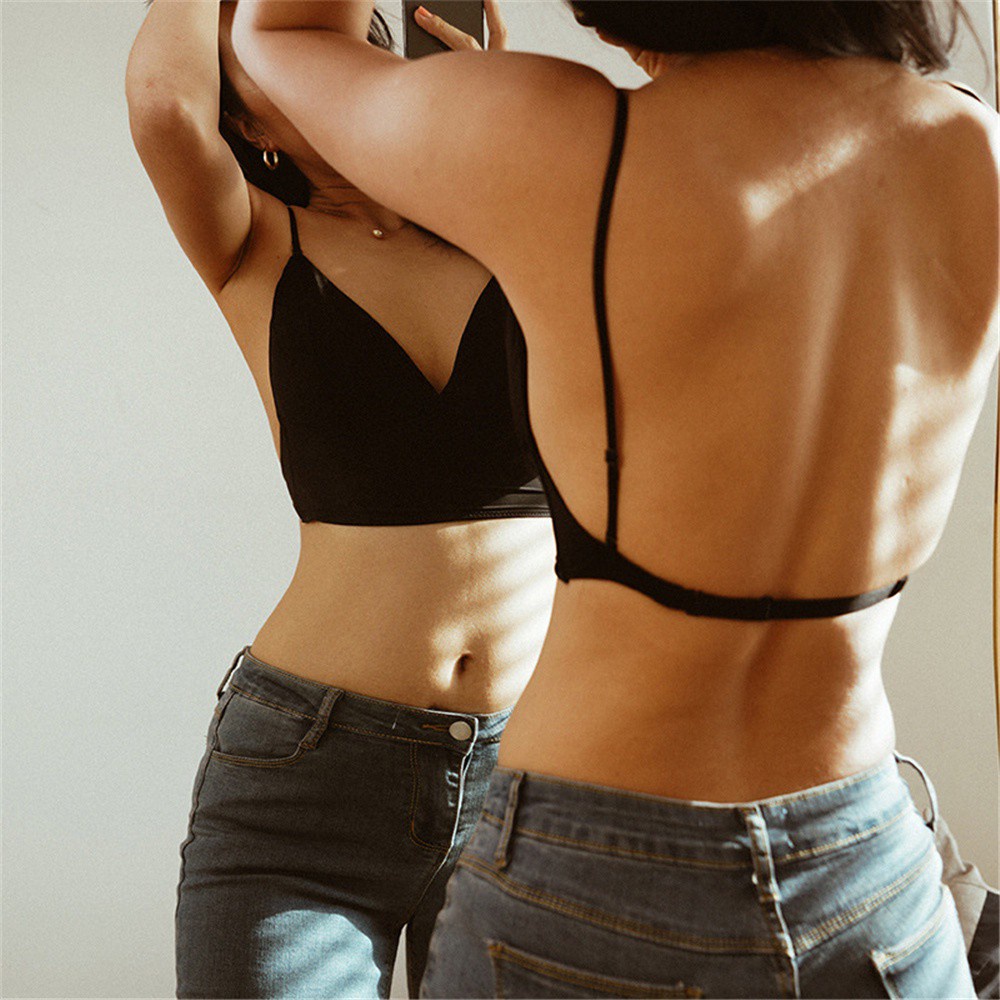 Áo ngực hở lưng không gọng chất liệu lụa lạnh thời trang mùa hè quyến rũ cho nữ