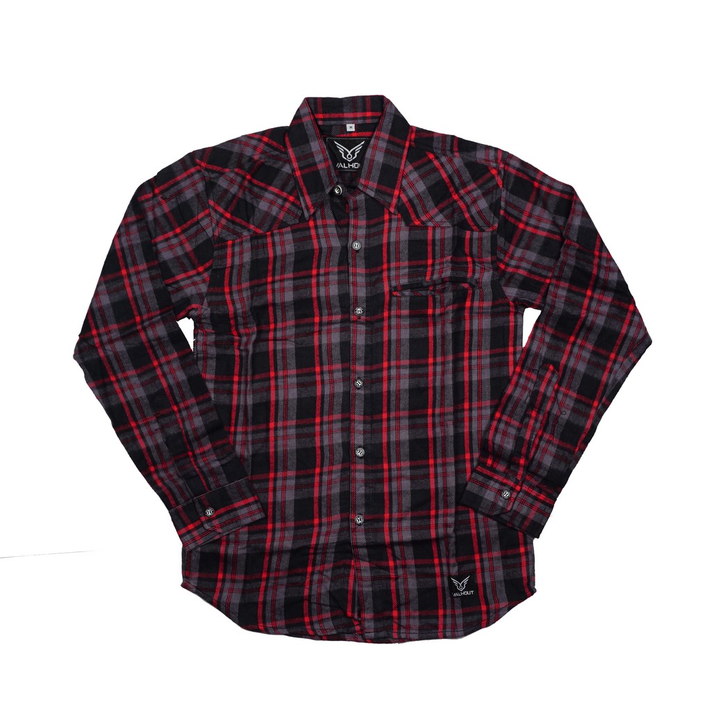 Áo Sơ Mi Vải Flannel Màu Đỏ Đen Thời Trang Trẻ Trung