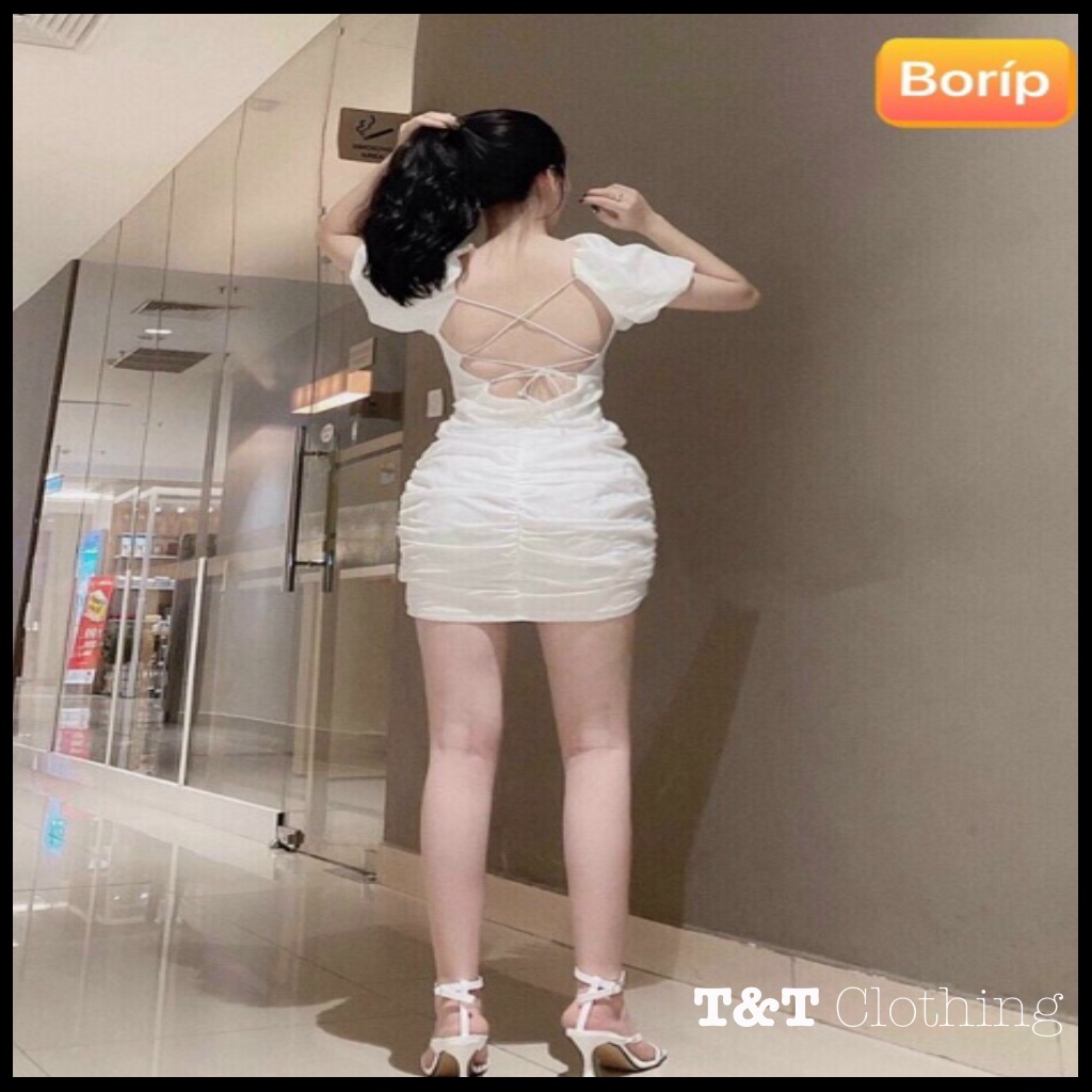 ĐẦM ÔM BODY nữ Đan Dây Hở Lưng Cổ Vuông | By 23t.shop | BigBuy360 - bigbuy360.vn