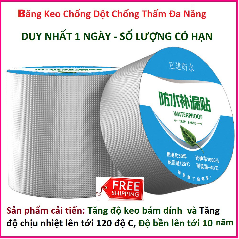 Băng keo chống thấm siêu dính Sakyse Nhật Bản, Băng keo dán tôn chống dột cao cấp Bảo hành 5 năm chất lượng