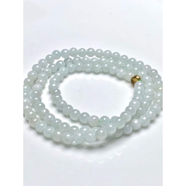 Vòng Tay 108 Hạt Màu Trắng Ngọc Ph¡ Thúy Size 6mm