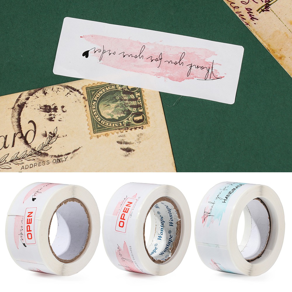 Cuộn 120 miếng dán in chữ thank you kích thước 1x3inch
