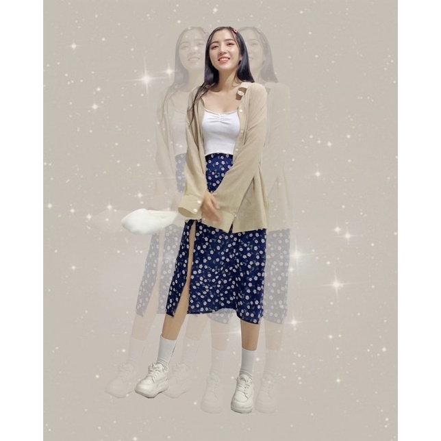 Chân váy dài xẻ tà một bên hoạ tiết hoa nhí Dalla Saigon | BigBuy360 - bigbuy360.vn