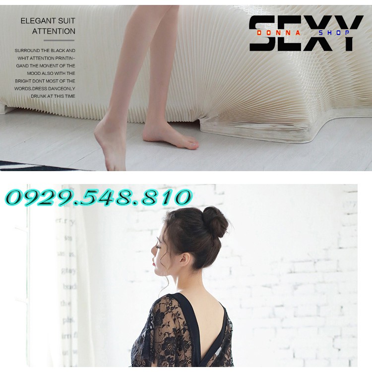 Váy ngủ sexy ren mềm mịn, cổ chữ V xẻ tà 2 bên - Mẫu mới DN11