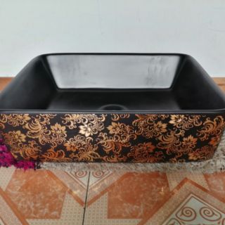 CHẬU RỬA LAVABO CAO CẤP ĐEN IN 3D