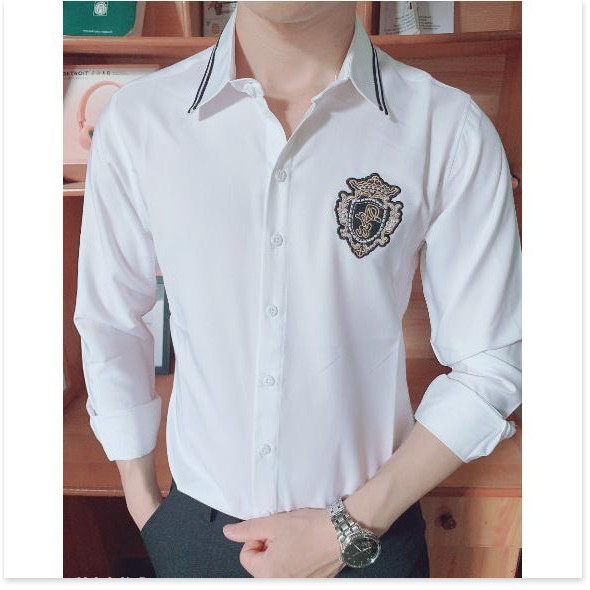 Áo sơ mi nam trắng cổ họa tiết thời trang hot nhất &lt;3, HP