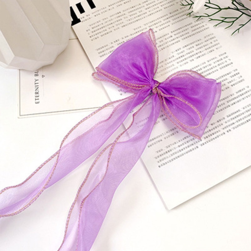 Kẹp Tóc Nơ Ruy Băng Dài Lấp Lánh Phong Cách Công Chúa Cho Bé Gái