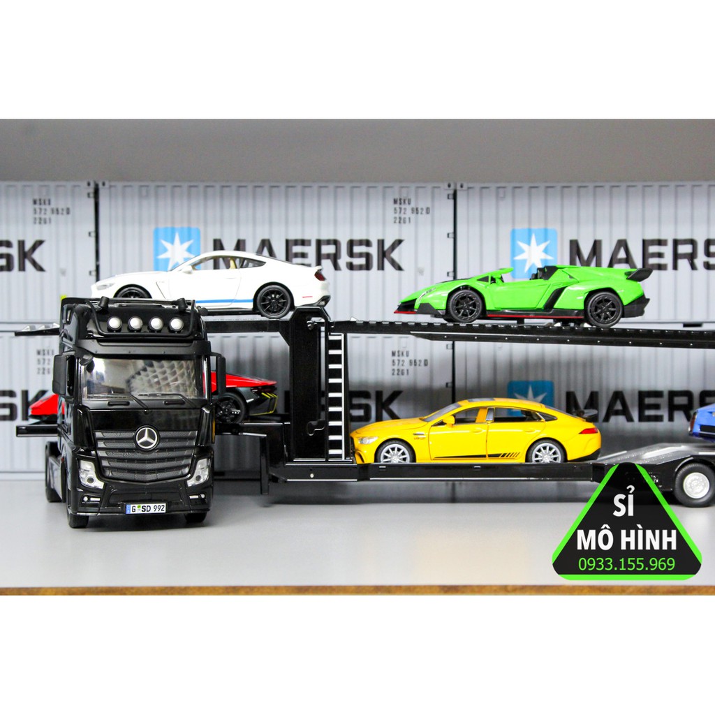 [ Sỉ Mô Hình ] Xe mô hình đầu kéo container Mercedes 1:32 Đen