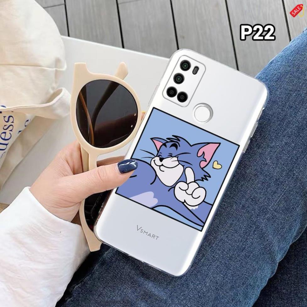 Ốp lưng Vsmart LIVE 4 - JOY 4 - STAR 5 dẻo trong in hình Tom và Jerry siêu cute cho các cặp đôi