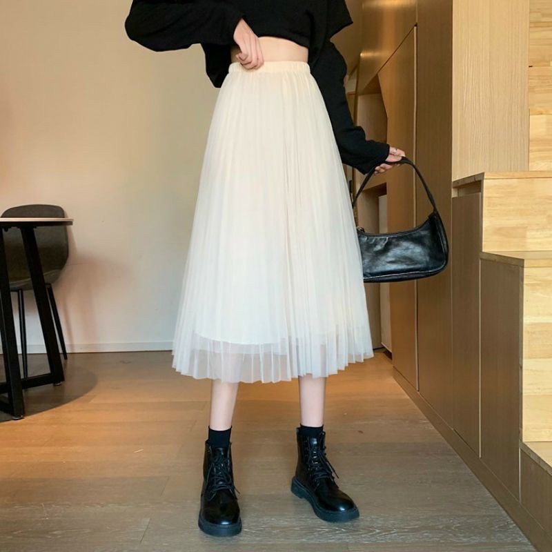 Chân Váy Lưới xếp ly xòe dài TuTu 3 Lớp  - Chân Váy Công Chúa màn tuyn dập ly xòe dài babydoll