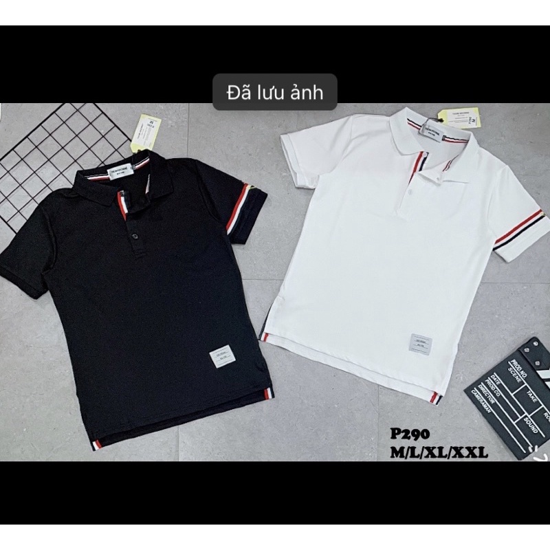 Áo polo có họa tiết kẻ viền thời trang nam, Áo cộc tay mùa hè có cổ phong cách hàn quốc btshop từ 45 đến 75 kg
