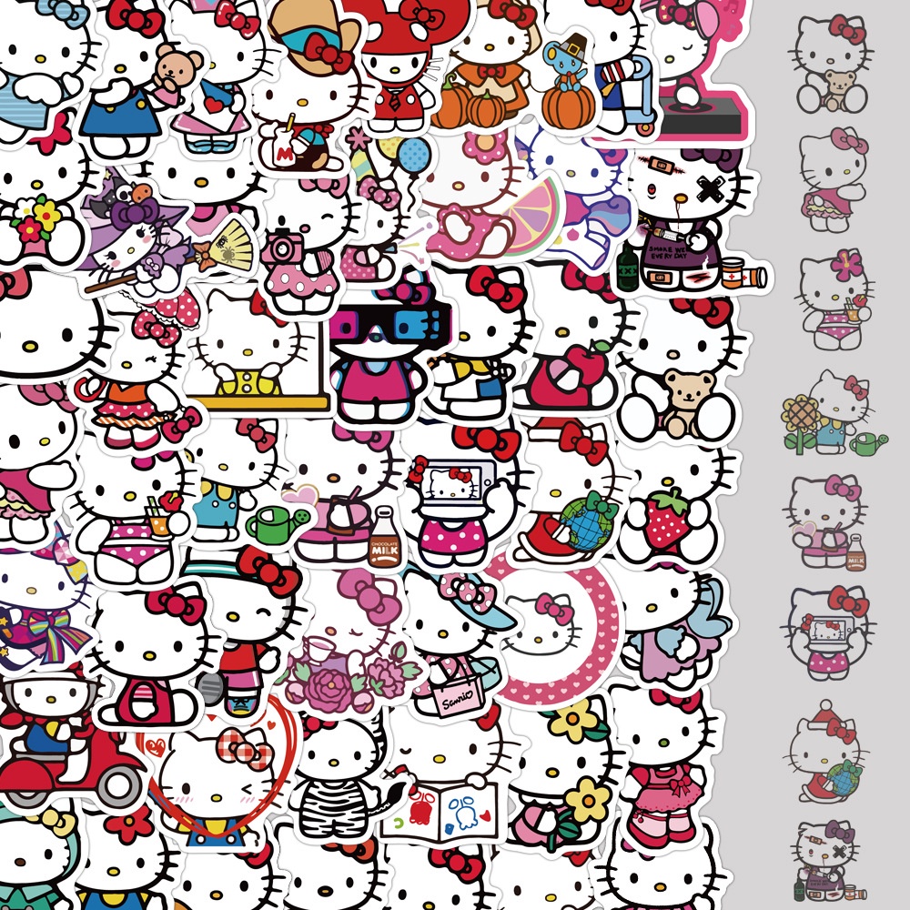 Bộ 50 Miếng Dán Graffiti Sticker Hoạt Hình Nhật Bản - Doremon - Hello Kitty - Phi Hành Gia - Phong Cảnh
