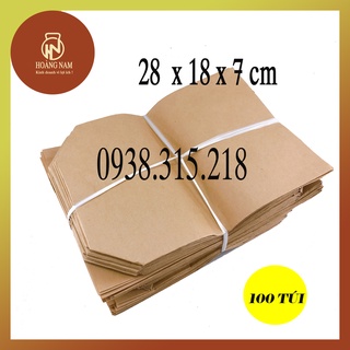 100 Túi giấy xi măng | Kraft size 28 x18 x 7 cm |  Định lượng 70gsm - Hiệu quả tuyệt vời sử dụng đóng gói thực phẩm vệ s