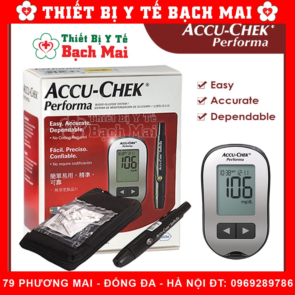 Máy Đo Đường Huyết Accu-Chek Performa [Tặng 50 Kim + 10 Que Thử]