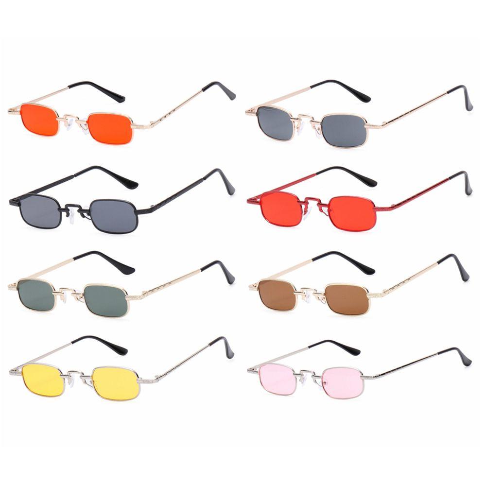 Kính Mát Hình Chữ Nhật Gọng Kim Loại Màu Sắc Ngọt Ngào Phong Cách Vintage