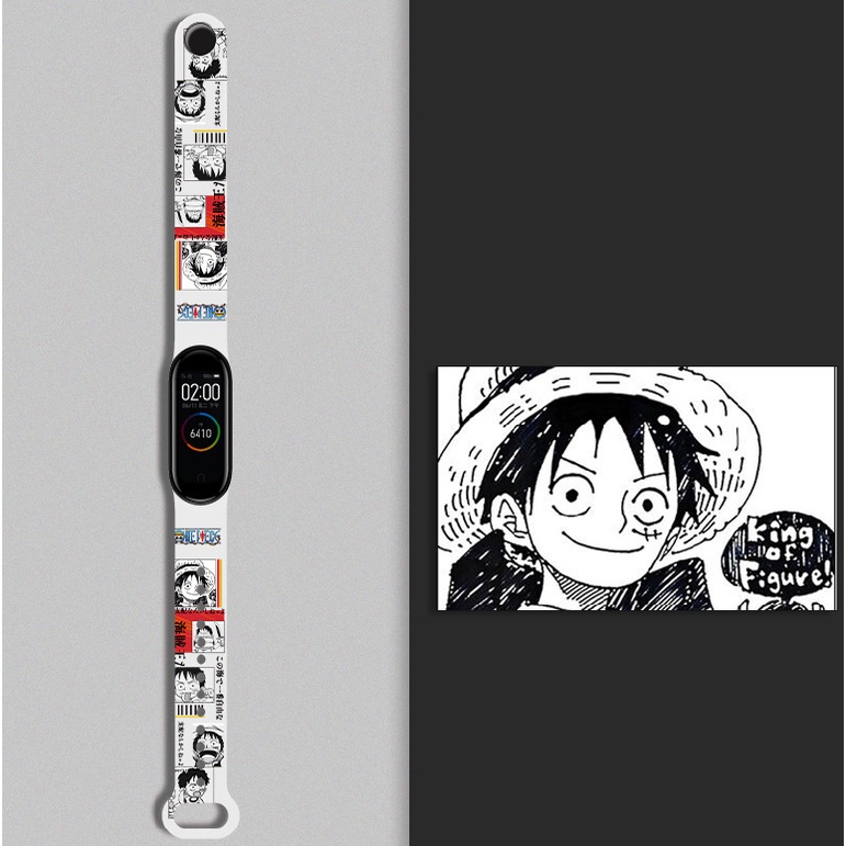 Dây Đeo Silicon Họa Tiết Hoạt Hình One Piece Cho Đồng Hồ Thông Minh Xiaomi Mi Band 3 / 4 / 5 / 6 / 7 HT3