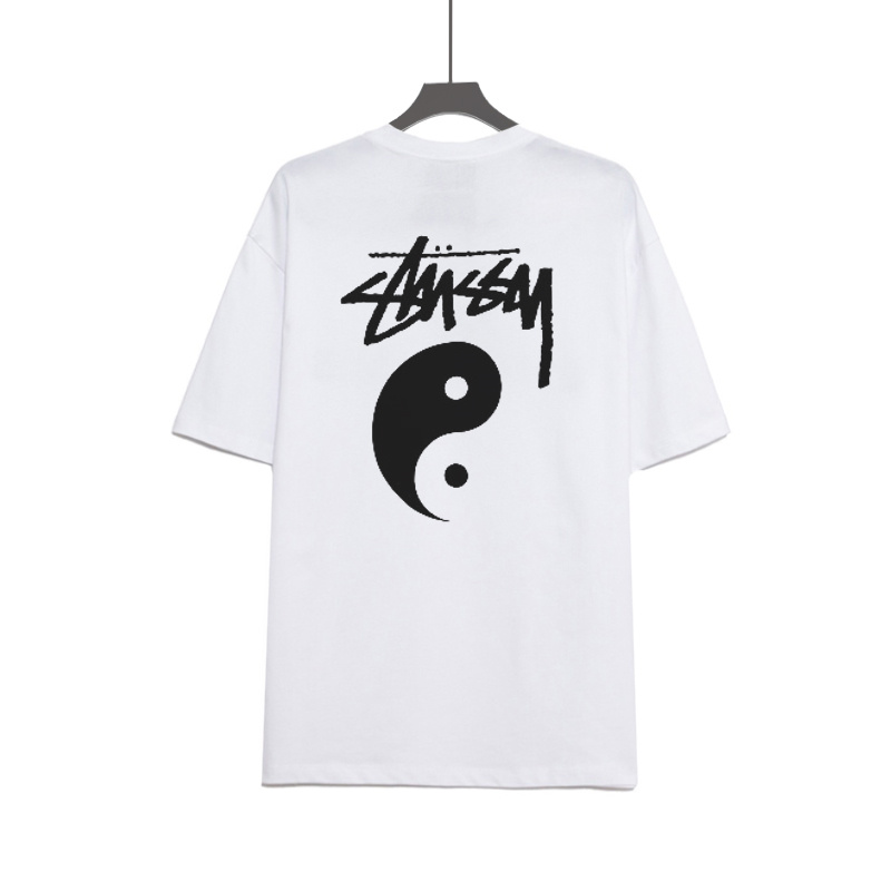 STUSSY Áo thun tay ngắn cổ tròn dáng rộng ST8 #
