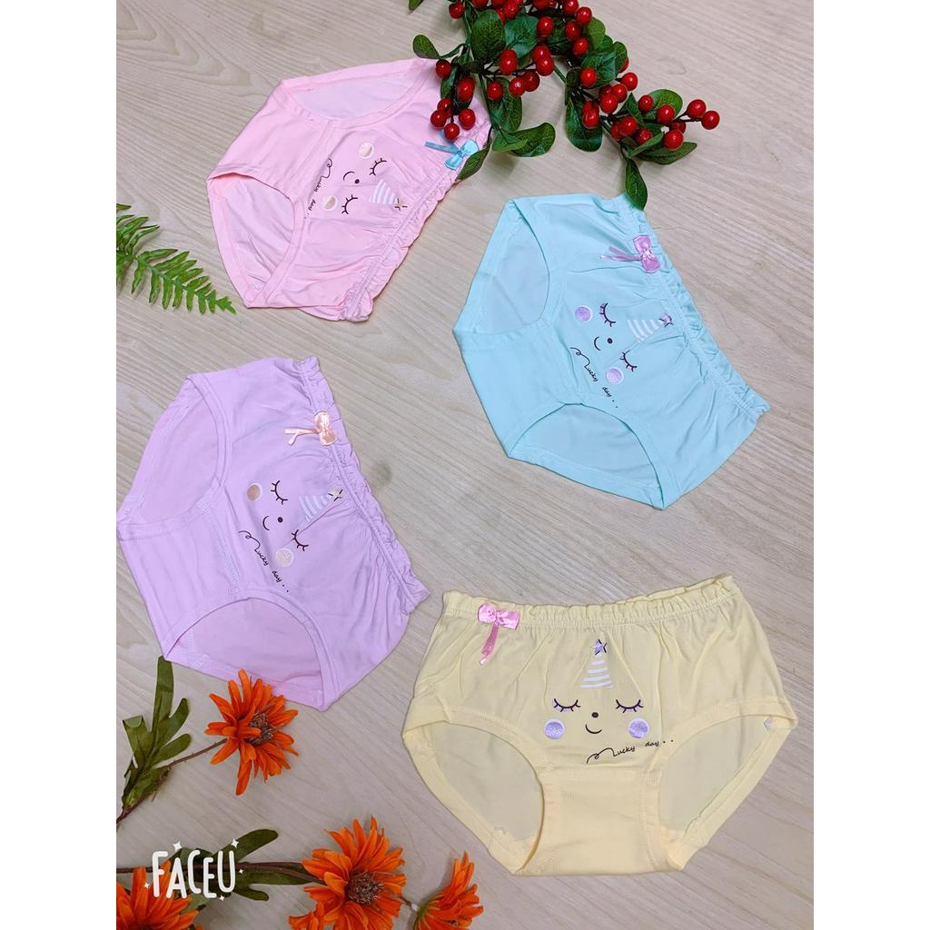 Combo 4 Quần Chip Bé Gái Thun Cotton - Quần Lót Bé Gái Cotton Co Dãn 4 Chiều Thoải Mái Vận Động Hình In Dễ Thương