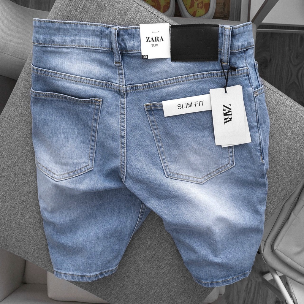 Quần jean nam ngắn xanh rách nhẹ đẹp mẫu mới- chất jean bò co giãn đẹp hàng chuẩn shop