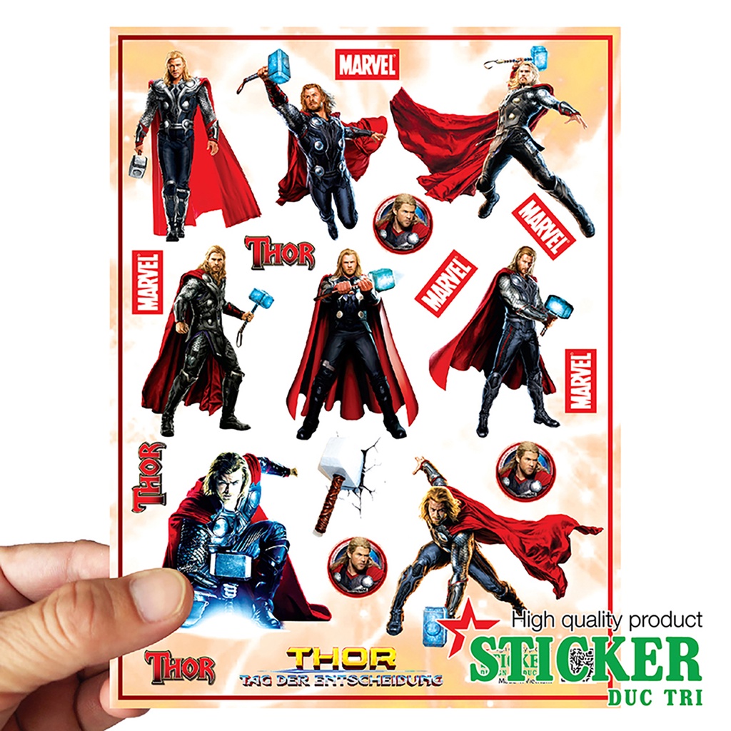 Bộ Sticker THOR, Miếng dán được cắt sẳn có màng bảo vệ chống nước chống trầy.