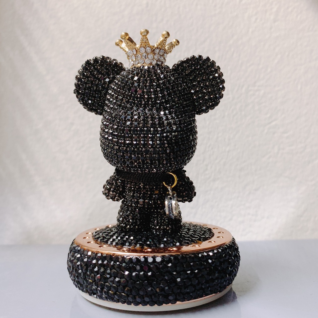 Tượng Gấu Sáp Thơm Nước Hoa Trang Trí Taplo Xe Ô Tô, Nhà Cửa Đính Đá Lấp Lánh