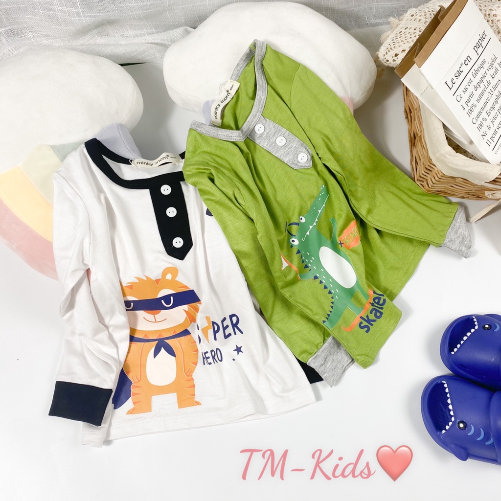 [LDD27] Bộ Dài Tay Thun lạnh MINKY MOM CÓ SIZE ĐẠI May Nút Cổ Trụ, Mềm Mịn, Thoáng Mát, Thoải Mái Hàng Chuẩn Đẹp Cho Bé