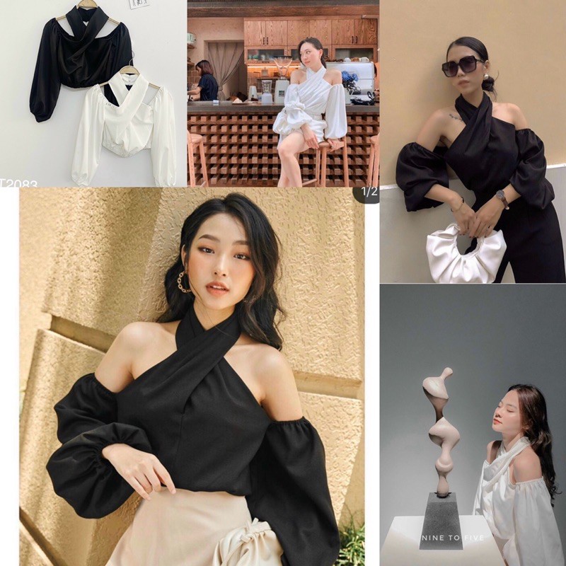 Áo kiểu tay dài độc lạ xoắn dây sang chảnh cá tính Sun Fashion